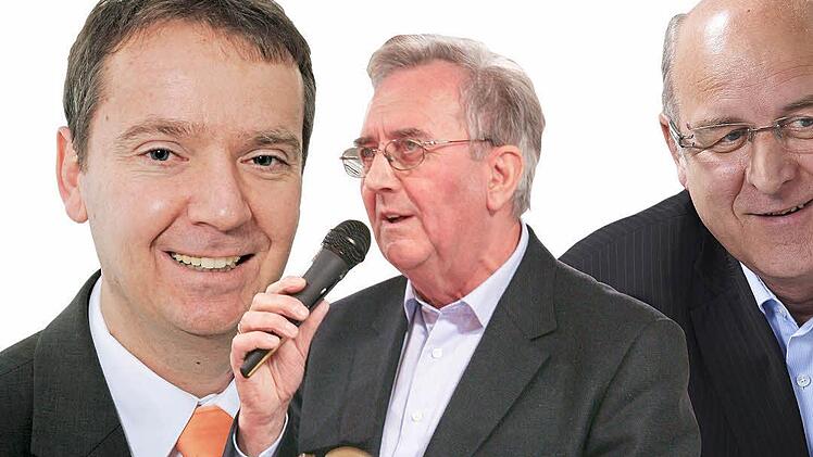 Der amtierende Bürgermeister Andreas Schlund hat sich vom Kandidaten seiner CSU (Klaus Homann, rechts) abgewendet und spricht sich für Georg Kestler (links) von den Freien Wählern als Nachfolger aus.