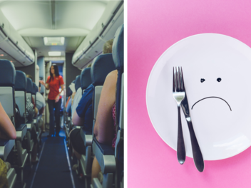 Airline serviert junger Frau Wasser als veganes Menü