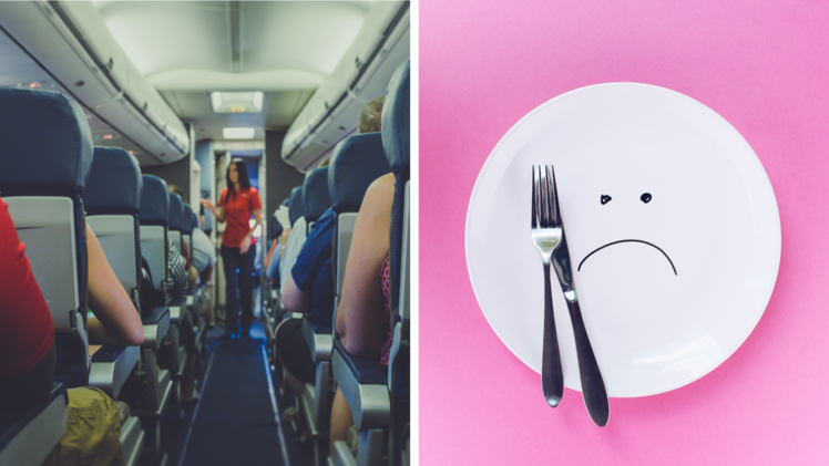Airline serviert junger Frau Wasser als veganes Menü