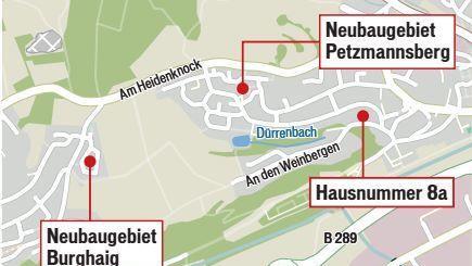 Der Petzmannsberger Trichter: Beim Anwesen An den Weinbergen 8a läuft das ganze Wasser zusammen. Grafik: Klaus Heim