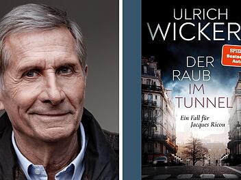 Ein Mann l&auml;chelt in die Kamera. Daneben das Cover eines Kriminalromans von Ulrich Wickert, "Der Raub im Tunnel", mit dem Hinweis "SPIEGEL Bestseller-Autor".