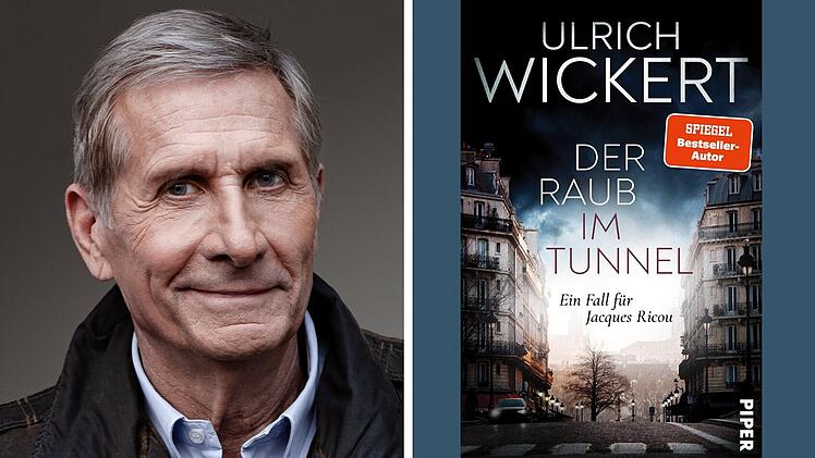 Ein Mann l&auml;chelt in die Kamera. Daneben das Cover eines Kriminalromans von Ulrich Wickert, "Der Raub im Tunnel", mit dem Hinweis "SPIEGEL Bestseller-Autor".