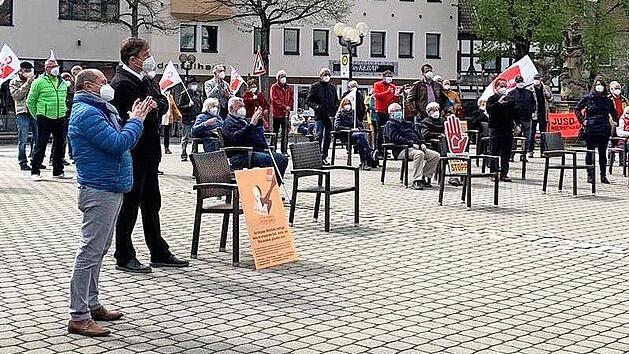 F&uuml;r einen funktionierenden Sozialstaat demonstrierten die Gewerkschafter.