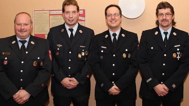 Der neue Vorstand der Feuerwehr in Oberthulba (von links): Thomas Eyrich Sebastian Baus, Florian Haas, Tiemo Stürzenberger