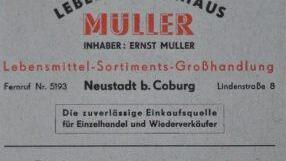 Werbeanzeige des Lebensmittelhauses Müller in der Lindenstraße Foto: Dieter Seyfarth