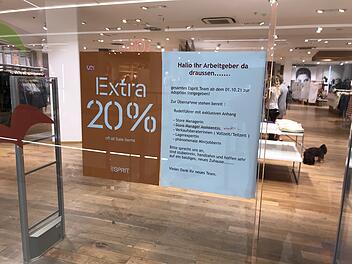 Esprit-Store in Erlangen Arcaden schlie&szlig;t: R&auml;umungsverkauf und Rabatte