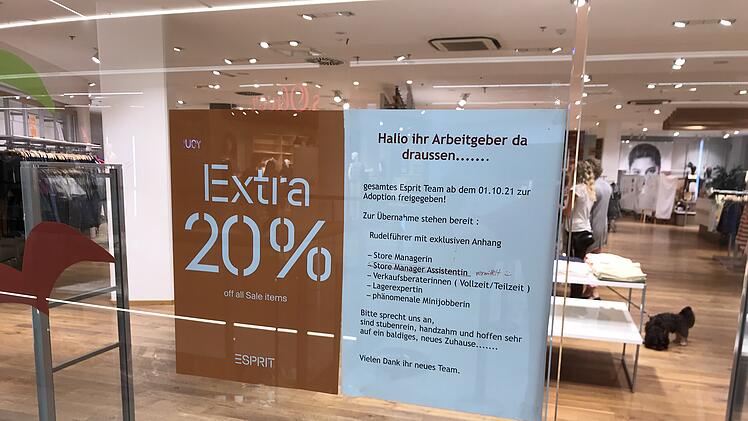 Esprit-Store in Erlangen Arcaden schlie&szlig;t: R&auml;umungsverkauf und Rabatte