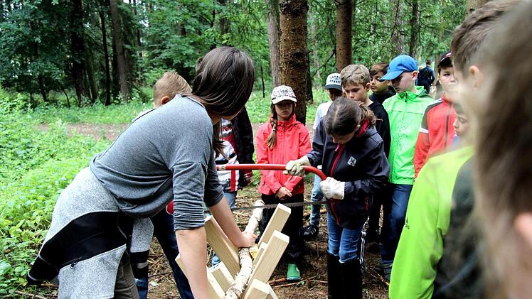 Schüler und Lehrer verbrachten einen Schultag im Wald.   Foto: Richard Sänger