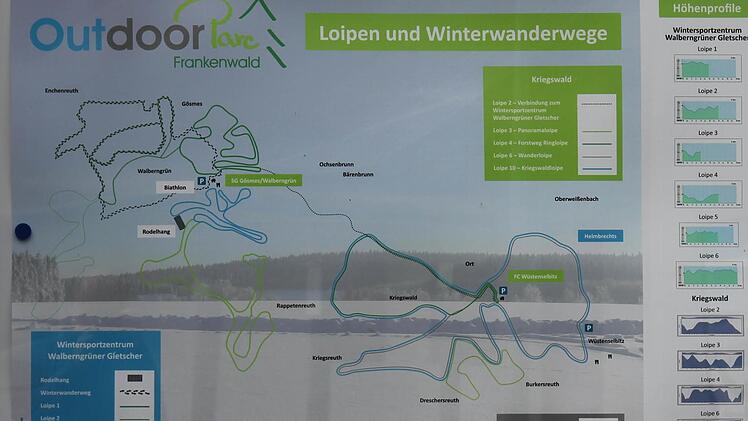 Ein Loipenplan informiert die Sportler am Heim der SG Gösmes/Walberngrün.