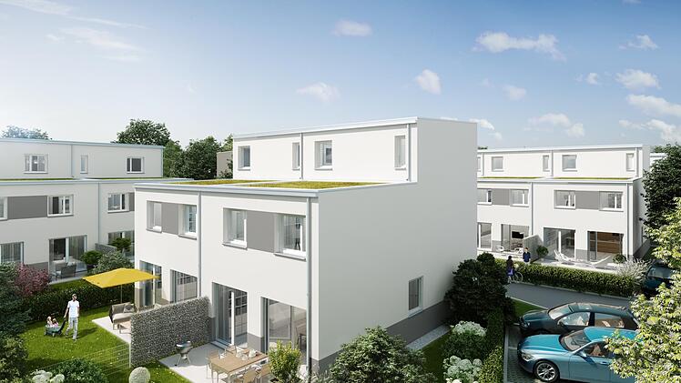 Häuser dieser Art plant die HBP Hausbaupartner   GmbH im neuen Wohngebiet nahe des Karpfenkreisels in Höchstadt. Visualisierung: HBP Hausbaupartner