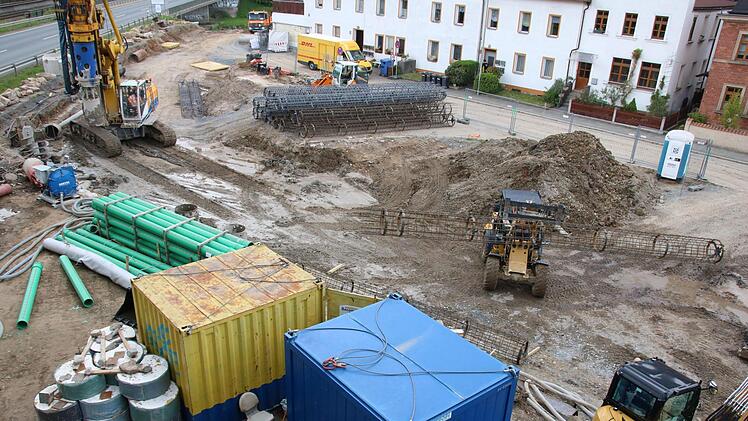 Die Baustelle Hofer Straße/Berliner Brücke. Foto: Jürgen Gärtner
