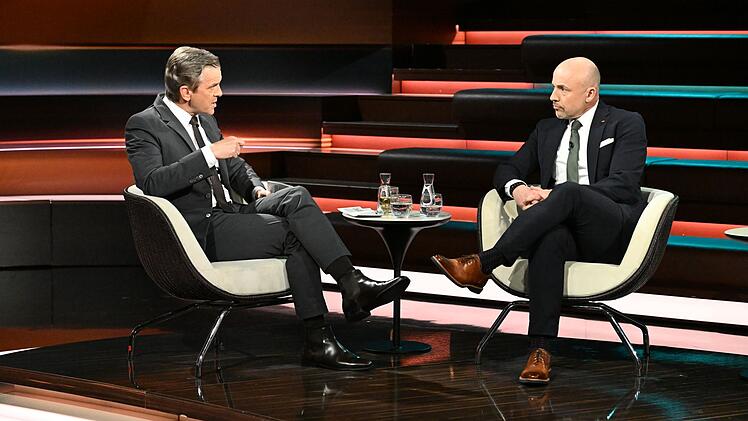 Markus Lanz (links) und Alexander Hoffmann waren mit Blick auf den Iran unterschiedlicher Meinung.