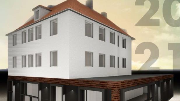 So soll das Gebäude in der Kasernenstraße 9 nach dem geplanten Umbau aussehen.Entwurf: Bau Manufaktur Coburg GmbH