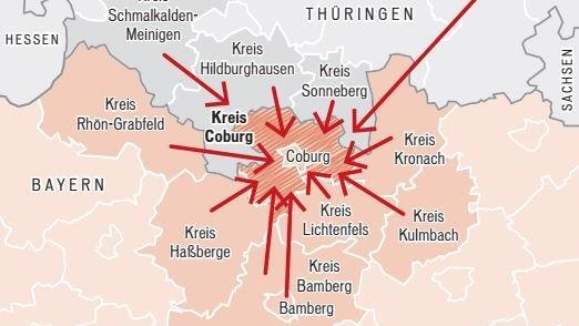 Hier kommen die Einpendler, die im Raum Coburg arbeiten, her.