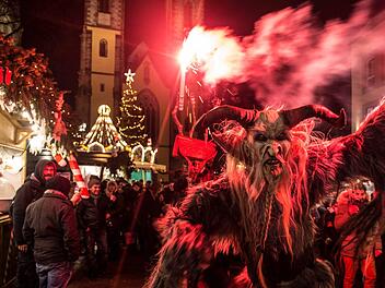 Kurioser Besuch am Weihnachtsmarkt in Hof. Foto: News5/Fricke