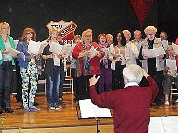 Musikalisch stimmte der gemischte Chor des Gesangvereines "Liederkranz" Untersteinach mit Dirigent Heiner Beyer die Sänger auf den Kreistag im Pressecker Schützenhaus ein. Foto: Klaus-Peter Wulf