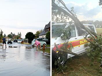 Unwetter in Franken in Bildern: Starkregen und Hagel richten Sch&auml;den an