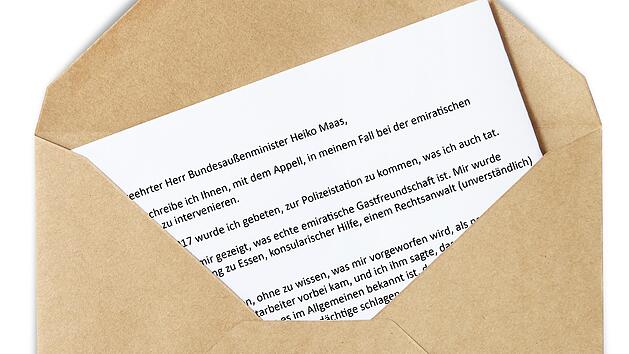Dieter Kellouche diktierte seinen Brief, die Redaktion hat ihn erfasst und ans Außenministerium weitergeleitet.