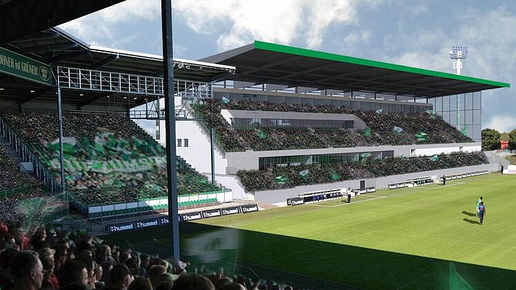 Steilere Ränge sollen für Stimmung sorgen im Ronhof (Bild: vision4venue GmbH).