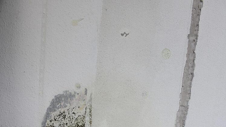 Die Wand, die Richtung Eku-Platz zeigt, ist völlig verschimmelt. Das Wasser ist hochgezogen. Auch die Ladeneinrichtung des Schuhhauses ist zerstört.Sonny Adam