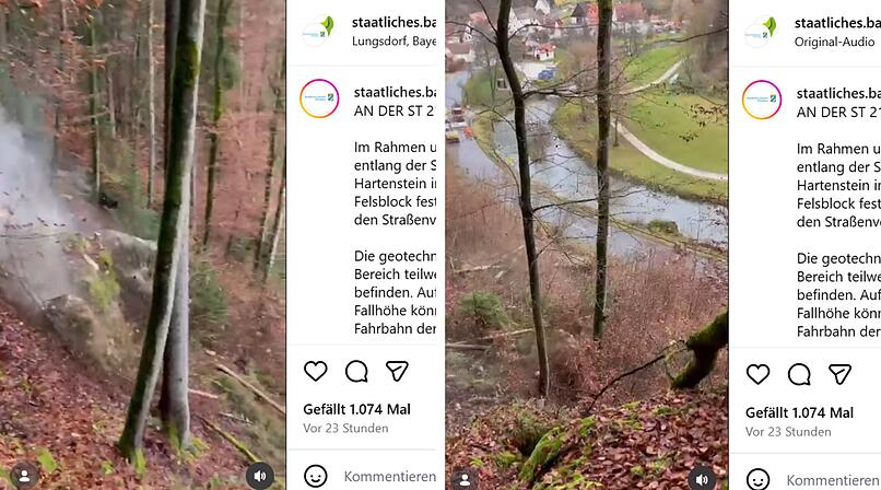 Felsblock st&uuml;rzt auf fr&auml;nkische Staatsstra&szlig;e&nbsp;&ndash; spektakul&auml;re Ma&szlig;nahme