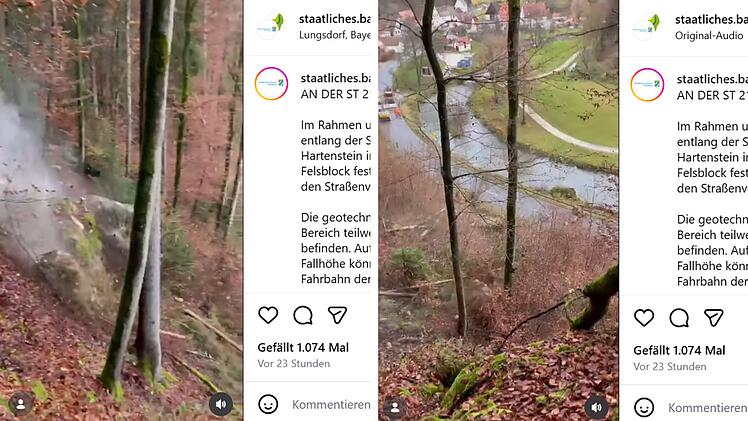 Felsblock st&uuml;rzt auf fr&auml;nkische Staatsstra&szlig;e&nbsp;&ndash; spektakul&auml;re Ma&szlig;nahme