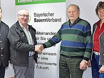 Heinrich Bätz ist ein Mann des Ehrenamtes und hat sich im BBV große Verdienste erworben (von links): Harald Käppel (Geschäftsführer BBV), Kreisobmann Erwin Schwarz, Heinrich Bätz, Kreisbäuerin Rosa Zehnter. Foto: eh