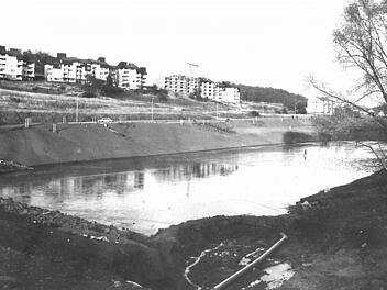 Blick auf den entstehenden Stausee Ketschengrund im November 1983Foto: CT-Archiv/Wippenbeck