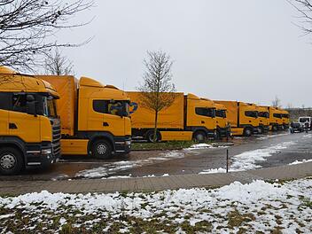 Eine ganze Flotte von Lkw aus Weißrussland ist auf dem Parkplatz Coburger Forst an der A 73 gestrandet.Rainer Lutz