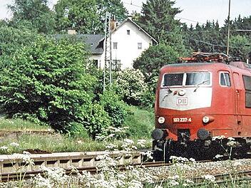 Auf dem Weg nach Nürnberg erreicht eine IC-Garnitur mit einer farbmodifizierten E 03 bei Steinbach/Wald die Wasserscheide zwischen Elbe und Rhein. Charakteristisch ist das weiße "DB-Lätzchen" an ihrer Stirnseite. Foto: Klaus Oelzner