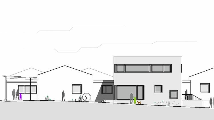 So sieht der kubusförmige, zweistöckige Gebäudeteil aus, um den der Kindergarten erweitert wird.Foto: Heßdörfer Seifert Architekten