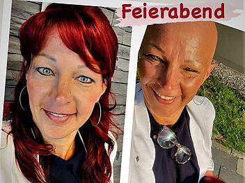 Michaela startet im Job mit feuerroten Haaren in den Tag. Nach Feierabend dann lieber "oben ohne".