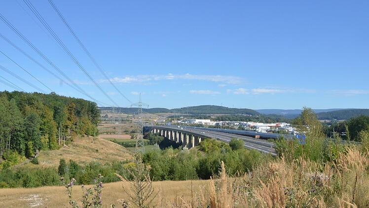 Über das Itztal laufen die Trassen von ICE, Autobahn und 380-kV-Leitung gebündelt. Die Schneise der Stromtrasse wird mit hohem Aufwand naturschutzfachlich wieder begrünt. Rainer Lutz