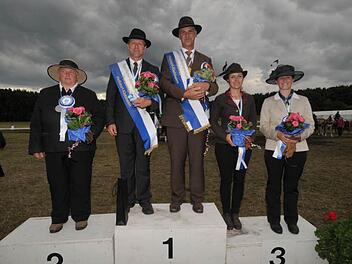 Die neuen Bayerischen Meister bei den Einspännern und Ponyeinspännern stehen fest. Die letzte Prüfung in Klebheim, das Hindernisfahren, war ausschlaggebend für den Titel des Bayerischen Meisters. Foto: Roland Meister