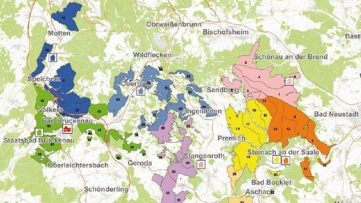 Überblick über die Reviere des Forstbetriebs Bad Brückenau. Screenshot: Bayerische Staatsforsten