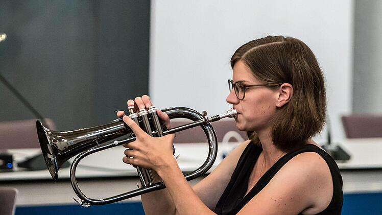 Das Philharmonische Blechbläserquintett des Landestheaters Coburg beeindruckte bei seinem Gastspiel im Landratsamt Coburg.Foto: Jochen Berger