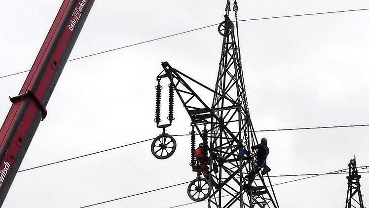 Von Mitwitz bis Steinbach am Wald werden bis Oktober rund einhundert Stahlgittermasten aufgestellt.  Foto: Gerd Fleischmann