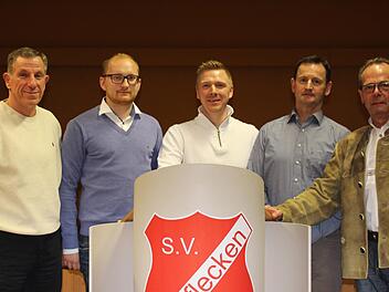 Die neue Führungsmannschaft beim SV Wildflecken: (von links) Ralf Benkert (stellvertretender Schriftführer), die neuen gleichberechtigten Vorsitzenden Reinhard Bramowski, Sebastian Hauke, Andreas Schmid sowie der bisherige Vorsitzende Wolfgang Illek.