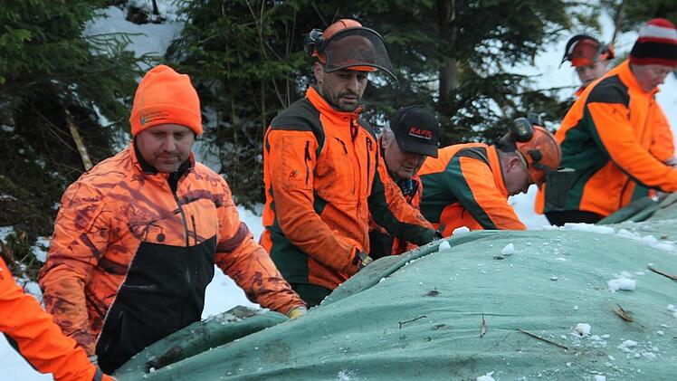 Der Baum wird verpackt.Veronika Schadeck