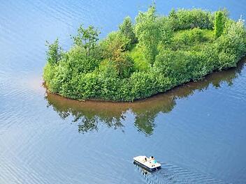 Der Michelauer Rudufersee aus der Luft betrachtet Foto: Uwe Bäuerlein
