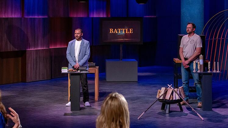 Beim "Battle"-Pitch setzte sich der "Butterboard"-Gr&uuml;nder Daniel (links) gegen den "Brot St&ouml;cki"-Familienvater Christian durch.