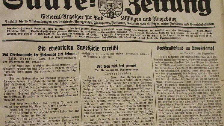 Die Titelseite der Ausgabe vom 2. Septmeber 1939.  Foto: Johannes Schlereth