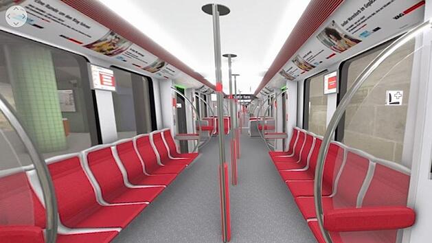 So soll der neue U-Bahn-Zug in N&uuml;rnberg von innen aussehen. Im neuen Video der VAG kann der Innenraum erkundet werden. Foto: VAG