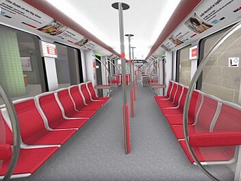 So soll der neue U-Bahn-Zug in Nürnberg von innen aussehen. Im neuen Video der VAG kann der Innenraum erkundet werden. Foto: VAG