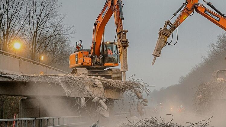 Brücke, Brückenabriss, Sperrung, Vollsperrung, Bauarbeiten, Bundesstraße