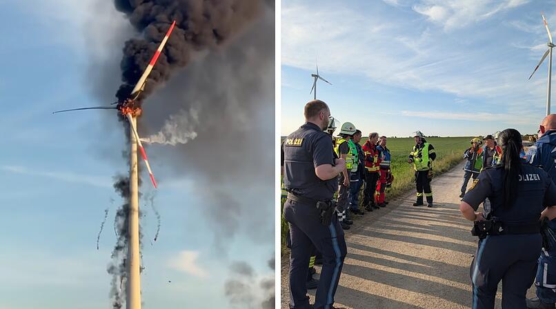 Windrad-Brand an A7 stellt Feuerwehr vor unl&ouml;sbare Aufgabe - "machtlos"