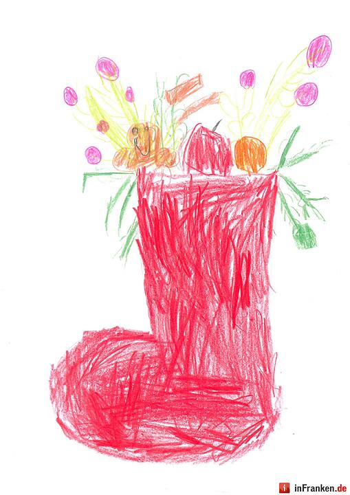 Selbstgemalte Weihnachtsbilder von Kindern aus Franken 2016