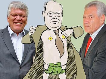 Frank Hofmann (SPD) bezieht keine Einkünfte neben seinem Mandat. Peer Steinbrück (SPD) und Michael Glos (CSU) zählen dagegen zu den Großverdienern außerhalb des Bundestags.  Illustration: Tanja Friedrich