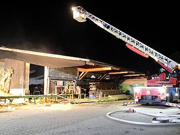 In der Nacht zum Dienstag brach in einer Maschinenhalle eines landwirtschaftlichen Anwesens in Neunkirchen am Brand ein Feuer aus. Fotos: Kreisbrandinspektion Forchheim