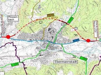 Planung für die Ortsumgehung Ebermannstadt Grafik: Staatliches Bauamt Bamberg